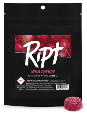 Ript Gummies Wild Cherry Hybrid 100mg THC | 10 gummies