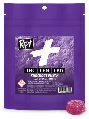 Ript Gummies Knockout Punch Sleep 2:1:1 CBN + CBD 100mg THC | 50mg CBN | 50mg CBD 10 gummies