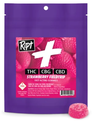 Ript Gummies Strawberry Fieldtrip 1:1:1 CBG + CBD 100mg THC | 100mg CBG | 100mg CBD  10 gummies