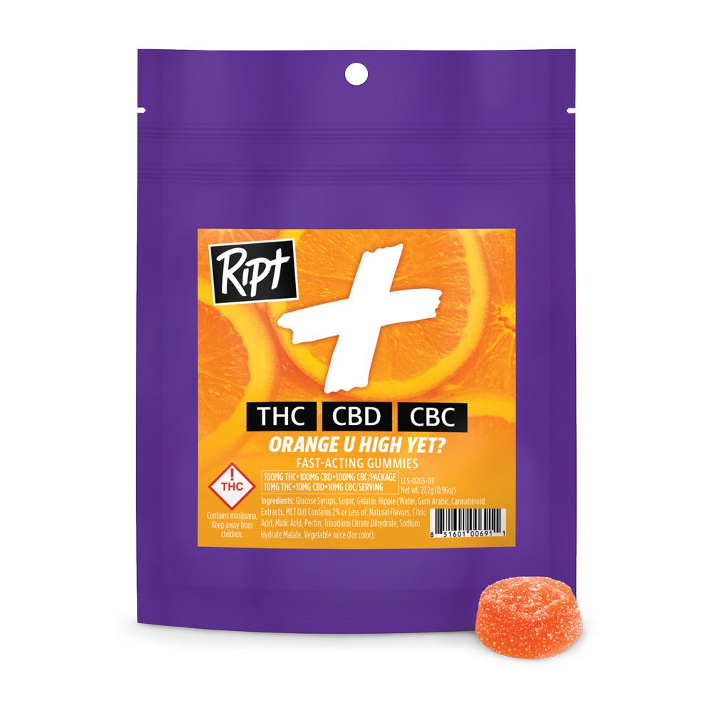 Silver Stem Ripple Ript Plus Gummies Orange U High Yet Cbd Cbc 100mg Rec